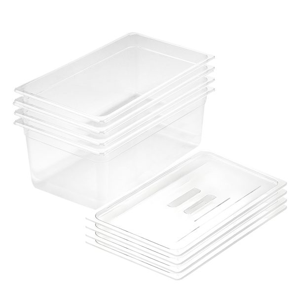 1-SOGA 200mm Clear Gastronorm GN Pan 1/1 Food Tray Storage Bundle of 4 with Lid