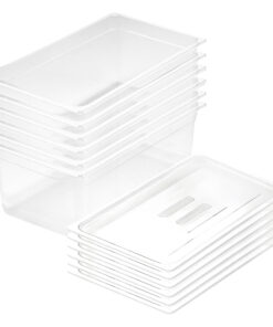 1-SOGA 200mm Clear Gastronorm GN Pan 1/1 Food Tray Storage Bundle of 6 with Lid