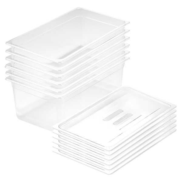 1-SOGA 200mm Clear Gastronorm GN Pan 1/1 Food Tray Storage Bundle of 6 with Lid