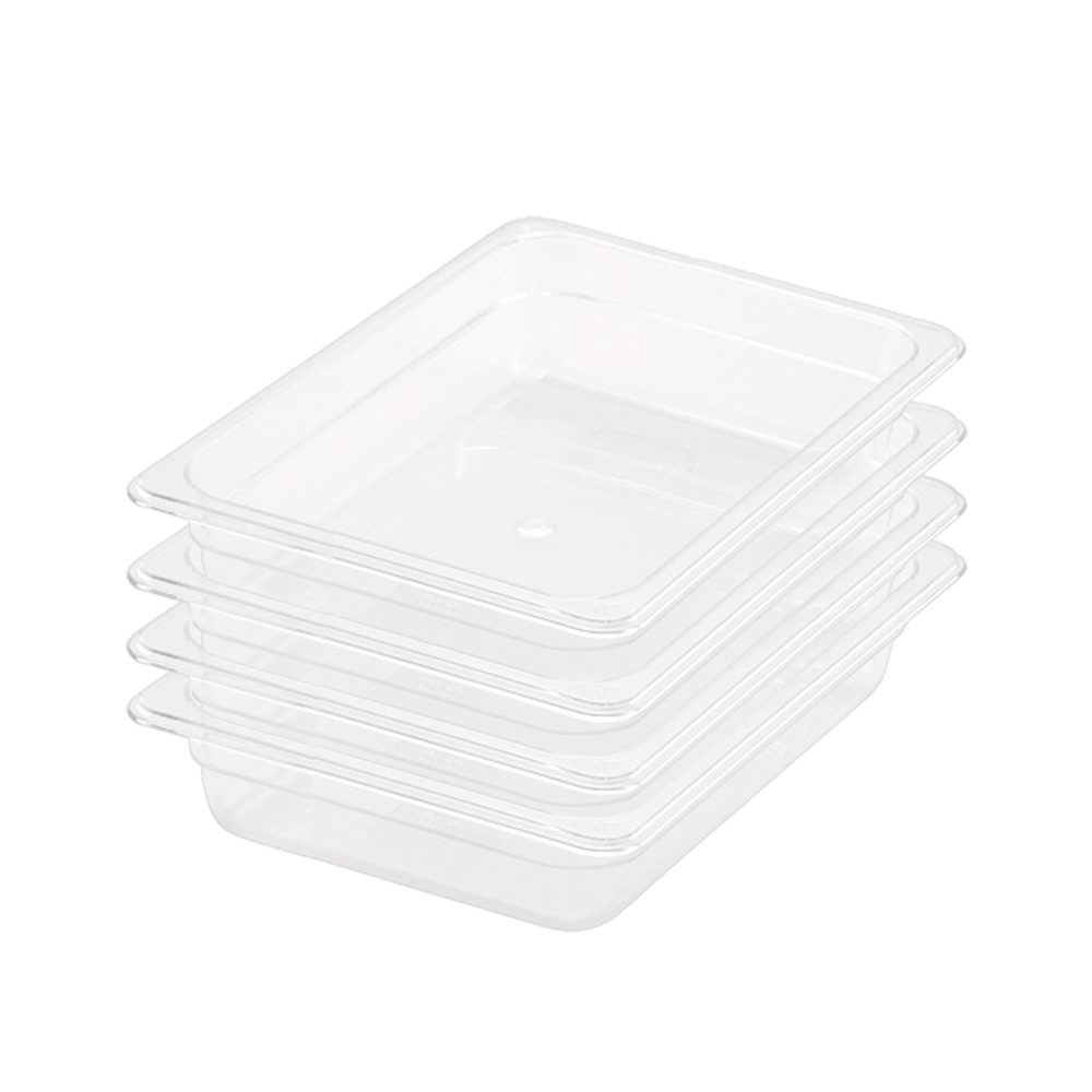 1-SOGA 65mm Clear Gastronorm GN Pan 1/2 Food Tray Storage Bundle of 4