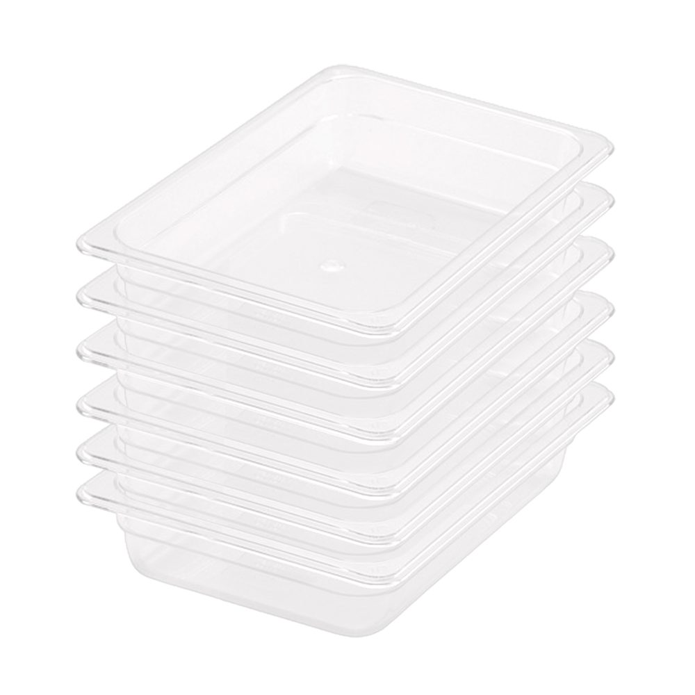 1-SOGA 65mm Clear Gastronorm GN Pan 1/2 Food Tray Storage Bundle of 6