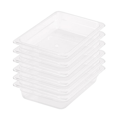 1-SOGA 65mm Clear Gastronorm GN Pan 1/2 Food Tray Storage Bundle of 6