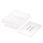1-SOGA 65mm Clear Gastronorm GN Pan 1/2 Food Tray Storage Bundle of 2 with Lid
