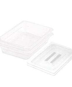 1-SOGA 65mm Clear Gastronorm GN Pan 1/2 Food Tray Storage Bundle of 2 with Lid