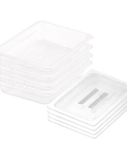 1-SOGA 65mm Clear Gastronorm GN Pan 1/2 Food Tray Storage Bundle of 4 with Lid