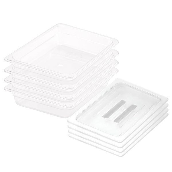 1-SOGA 65mm Clear Gastronorm GN Pan 1/2 Food Tray Storage Bundle of 4 with Lid