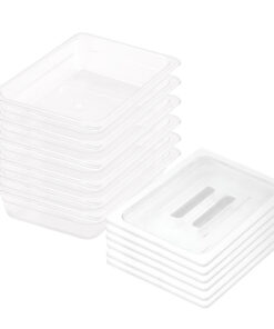 1-SOGA 65mm Clear Gastronorm GN Pan 1/2 Food Tray Storage Bundle of 6 with Lid