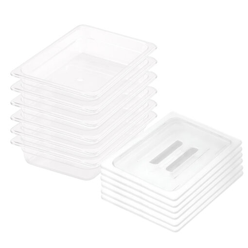 1-SOGA 65mm Clear Gastronorm GN Pan 1/2 Food Tray Storage Bundle of 6 with Lid