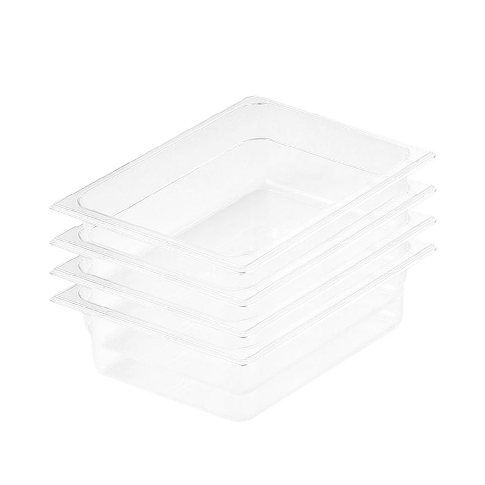 1-SOGA 100mm Clear Gastronorm GN Pan 1/2 Food Tray Storage Bundle of 4