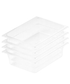 1-SOGA 100mm Clear Gastronorm GN Pan 1/2 Food Tray Storage Bundle of 4
