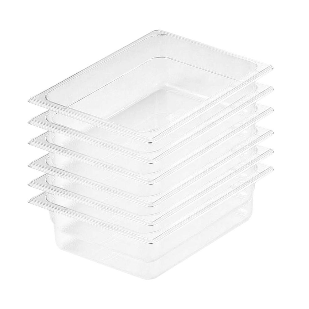 1-SOGA 100mm Clear Gastronorm GN Pan 1/2 Food Tray Storage Bundle of 6