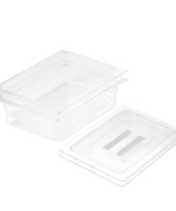 1-SOGA 100mm Clear Gastronorm GN Pan 1/2 Food Tray Storage Bundle of 2 with Lid