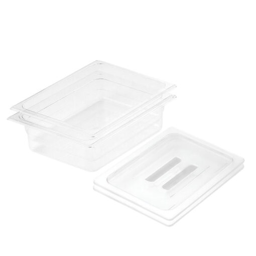 1-SOGA 100mm Clear Gastronorm GN Pan 1/2 Food Tray Storage Bundle of 2 with Lid