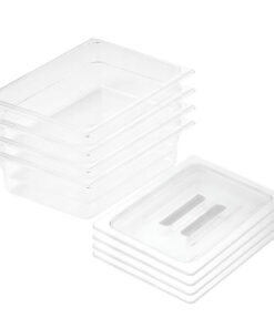 1-SOGA 100mm Clear Gastronorm GN Pan 1/2 Food Tray Storage Bundle of 4 with Lid