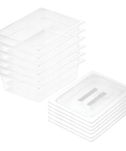 1-SOGA 100mm Clear Gastronorm GN Pan 1/2 Food Tray Storage Bundle of 6 with Lid