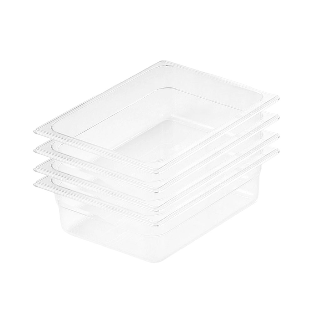 1-SOGA 150mm Clear Gastronorm GN Pan 1/2 Food Tray Storage Bundle of 4