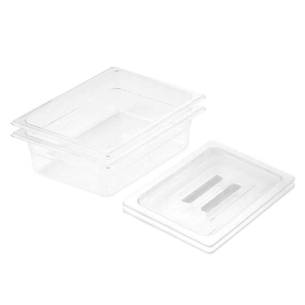 1-SOGA 150mm Clear Gastronorm GN Pan 1/2 Food Tray Storage Bundle of 2 with Lid