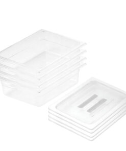 1-SOGA 150mm Clear Gastronorm GN Pan 1/2 Food Tray Storage Bundle of 4 with Lid