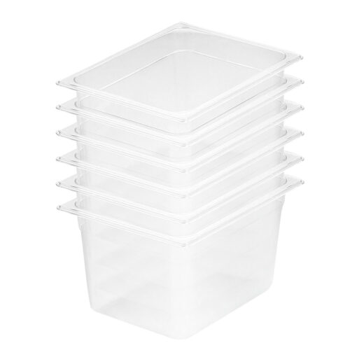1-SOGA 200mm Clear Gastronorm GN Pan 1/2 Food Tray Storage Bundle of 6