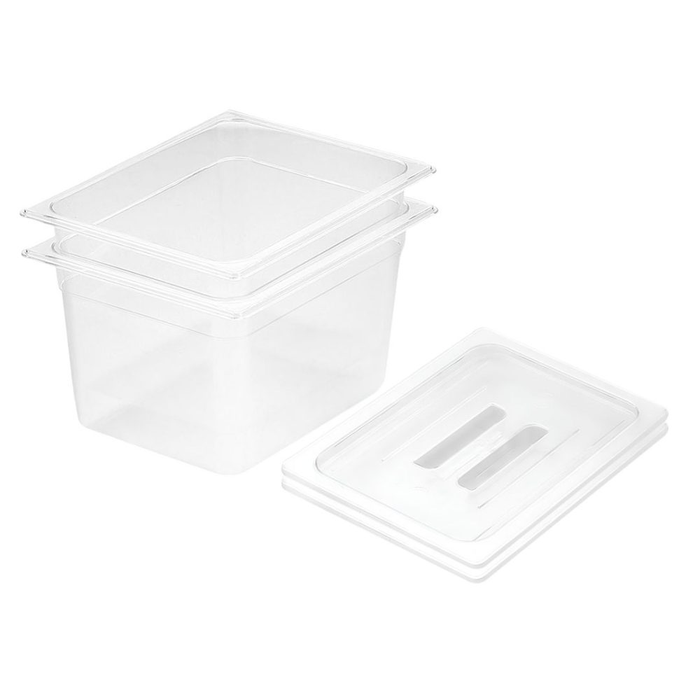 1-SOGA 200mm Clear Gastronorm GN Pan 1/2 Food Tray Storage Bundle of 2 with Lid
