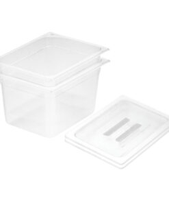 1-SOGA 200mm Clear Gastronorm GN Pan 1/2 Food Tray Storage Bundle of 2 with Lid