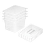 1-SOGA 200mm Clear Gastronorm GN Pan 1/2 Food Tray Storage Bundle of 4 with Lid