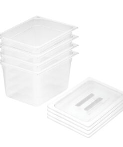 1-SOGA 200mm Clear Gastronorm GN Pan 1/2 Food Tray Storage Bundle of 4 with Lid