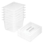 1-SOGA 200mm Clear Gastronorm GN Pan 1/2 Food Tray Storage Bundle of 6 with Lid