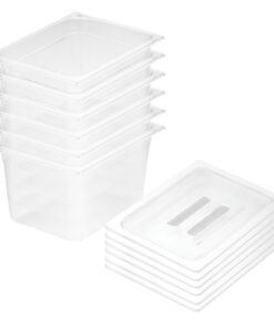 1-SOGA 200mm Clear Gastronorm GN Pan 1/2 Food Tray Storage Bundle of 6 with Lid