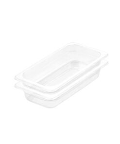 1-SOGA 65mm Clear Gastronorm GN Pan 1/3 Food Tray Storage Bundle of 2