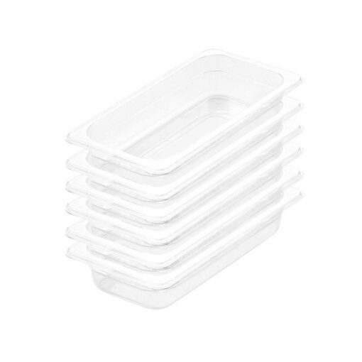 1-SOGA 65mm Clear Gastronorm GN Pan 1/3 Food Tray Storage Bundle of 6