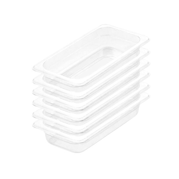 1-SOGA 65mm Clear Gastronorm GN Pan 1/3 Food Tray Storage Bundle of 6