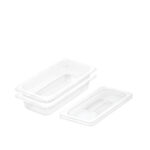 1-SOGA 65mm Clear Gastronorm GN Pan 1/3 Food Tray Storage Bundle of 2 with Lid
