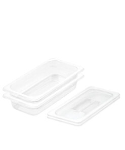 1-SOGA 65mm Clear Gastronorm GN Pan 1/3 Food Tray Storage Bundle of 2 with Lid