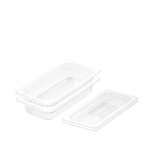 1-SOGA 65mm Clear Gastronorm GN Pan 1/3 Food Tray Storage Bundle of 2 with Lid
