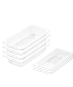 1-SOGA 65mm Clear Gastronorm GN Pan 1/3 Food Tray Storage Bundle of 4 with Lid