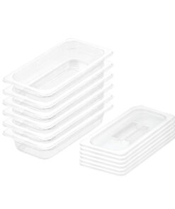 1-SOGA 65mm Clear Gastronorm GN Pan 1/3 Food Tray Storage Bundle of 6 with Lid