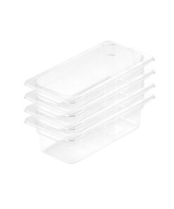 1-SOGA 100mm Clear Gastronorm GN Pan 1/3 Food Tray Storage Bundle of 4