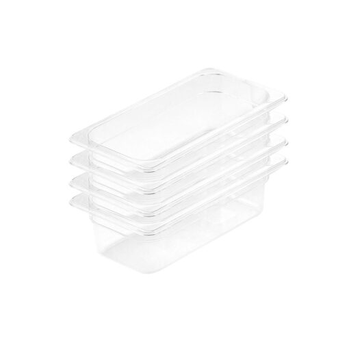 1-SOGA 100mm Clear Gastronorm GN Pan 1/3 Food Tray Storage Bundle of 4