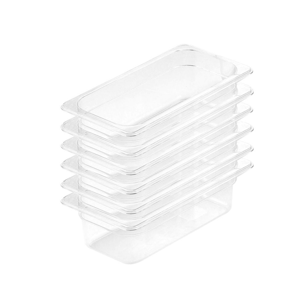 1-SOGA 100mm Clear Gastronorm GN Pan 1/3 Food Tray Storage Bundle of 6