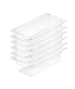 1-SOGA 100mm Clear Gastronorm GN Pan 1/3 Food Tray Storage Bundle of 6