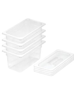1-SOGA 100mm Clear Gastronorm GN Pan 1/3 Food Tray Storage Bundle of 4 with Lid