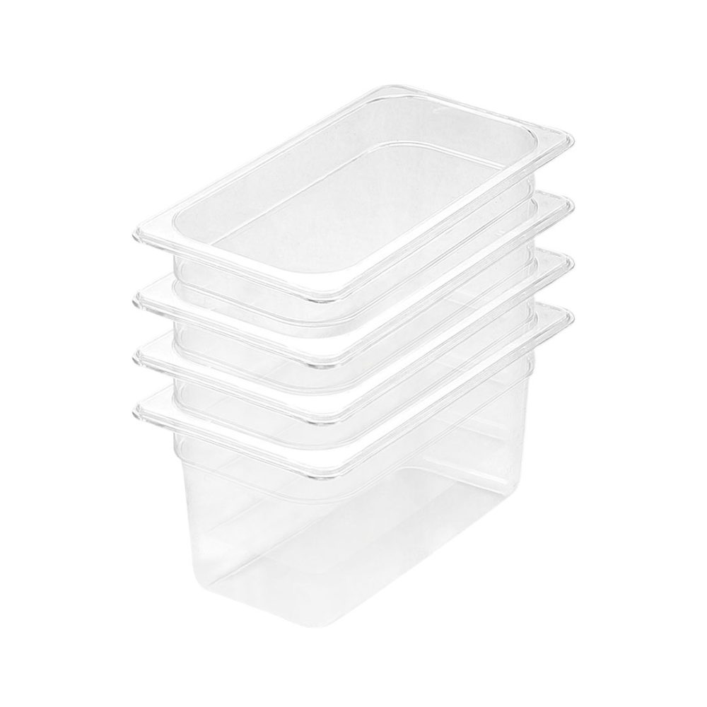 1-SOGA 150mm Clear Gastronorm GN Pan 1/3 Food Tray Storage Bundle of 4