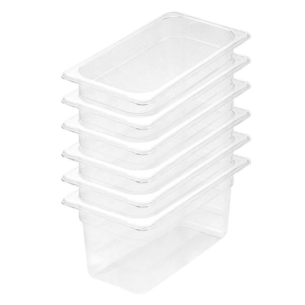 1-SOGA 150mm Clear Gastronorm GN Pan 1/3 Food Tray Storage Bundle of 6