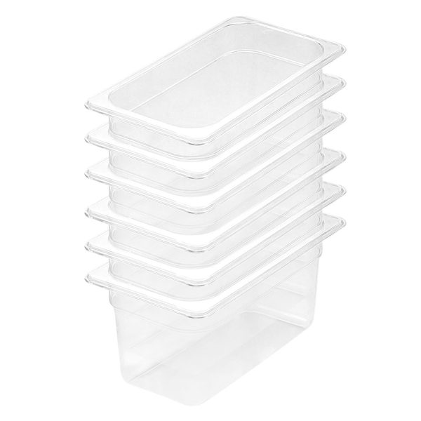 1-SOGA 150mm Clear Gastronorm GN Pan 1/3 Food Tray Storage Bundle of 6
