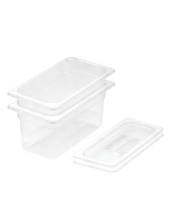 1-SOGA 150mm Clear Gastronorm GN Pan 1/3 Food Tray Storage Bundle of 2 with Lid