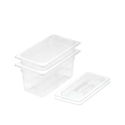 1-SOGA 150mm Clear Gastronorm GN Pan 1/3 Food Tray Storage Bundle of 2 with Lid