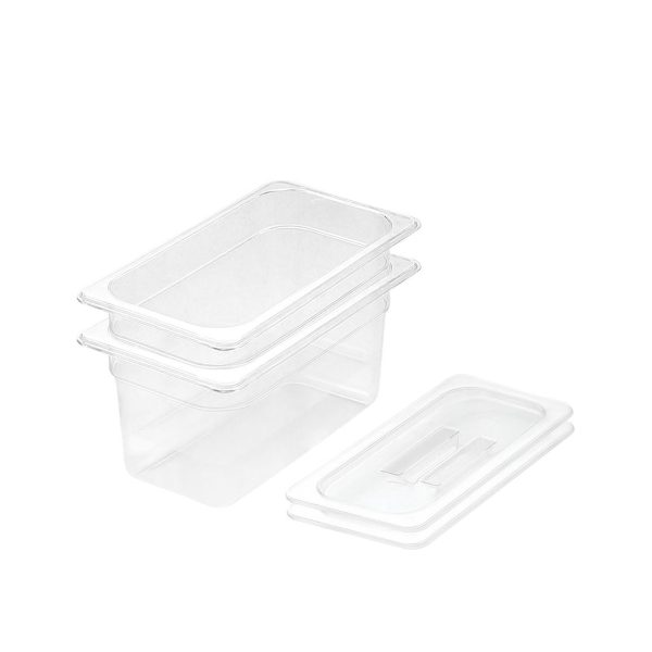1-SOGA 150mm Clear Gastronorm GN Pan 1/3 Food Tray Storage Bundle of 2 with Lid