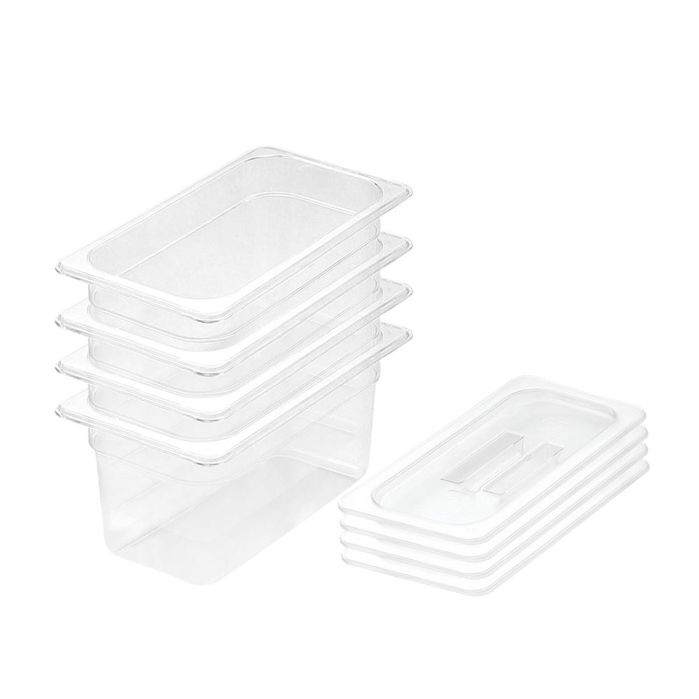 1-SOGA 150mm Clear Gastronorm GN Pan 1/3 Food Tray Storage Bundle of 4 with Lid