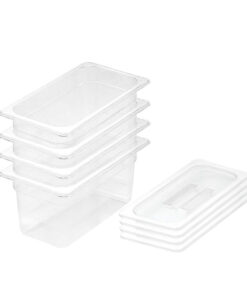 1-SOGA 150mm Clear Gastronorm GN Pan 1/3 Food Tray Storage Bundle of 4 with Lid